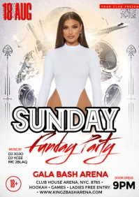 White Maximalist Sunday Funday Party A5 template