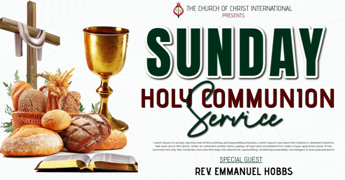 White Maximalist Sunday Holy Communion Template Facebook Event Cover ...