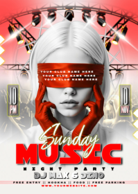 White Maximalist Sunday Music Night Party A6 template