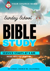 สีขาว Bible Study Announcement A4 Template