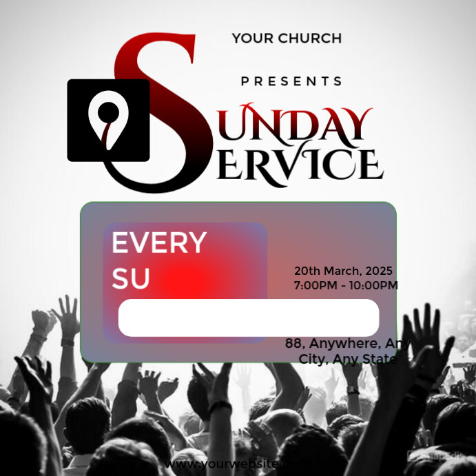 White Maximalist Sunday Service Program Design  Instagram Post template