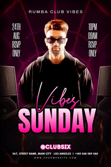 White Maximalist Sunday Vibes Party Banner 4' × 6' template
