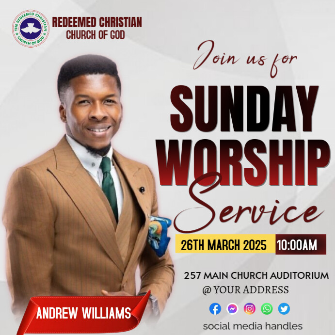 Copy of White Maximalist Sunday Worship Service Church Flyer Instagram ...