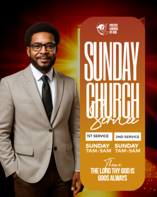 White Maximalist Sunday Worship Service Event Flyer Template  Instagram Portrait