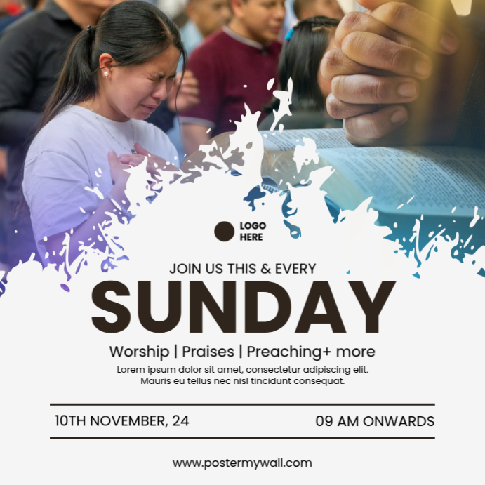 Copy of White Maximalist Sunday Worship Service Event Instagram Post ...