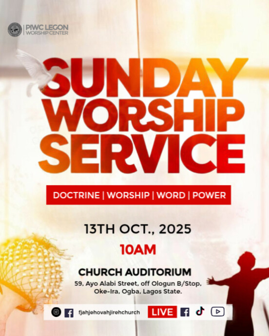 Copy of White Maximalist Sunday Worship Service Flyer Design Instagram ...