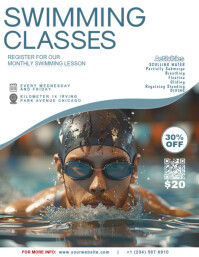 White Maximalist Swimming Class Flyer (us Letter) template
