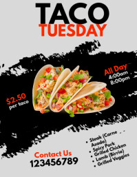White Maximalist Taco Tuesday Flyer (us Letter) template