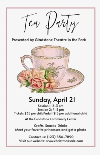 White Maximalist Tea Party Flyers Tabloid Tabloïd template