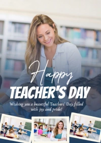 White Maximalist Teacher's Day A3 template