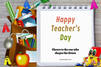 White Maximalist Teacher's Day Card Label template