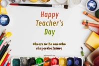 White Maximalist Teacher's Day Card Label template
