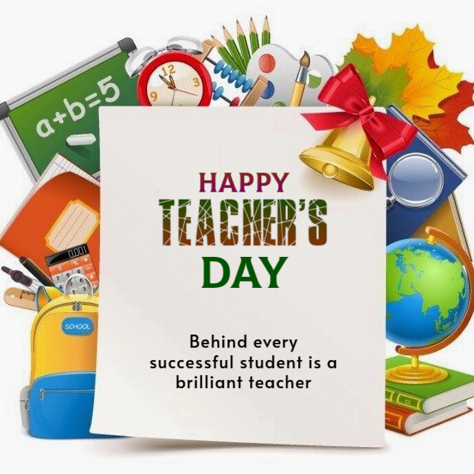 White Maximalist Teacher's Day Card Logo Logótipo template