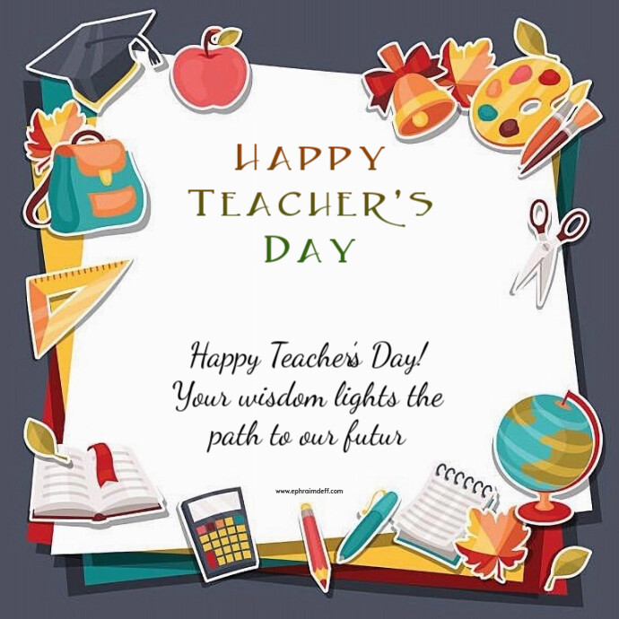 White Maximalist Teacher's Day Card Logo template