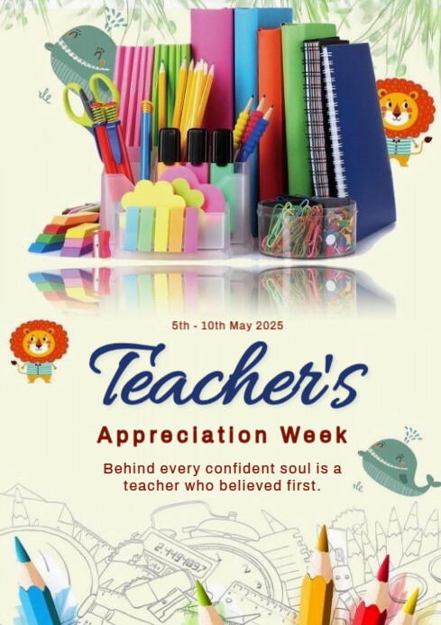 White Maximalist Teacher Appreciation Week A4 Template | PosterMyWall