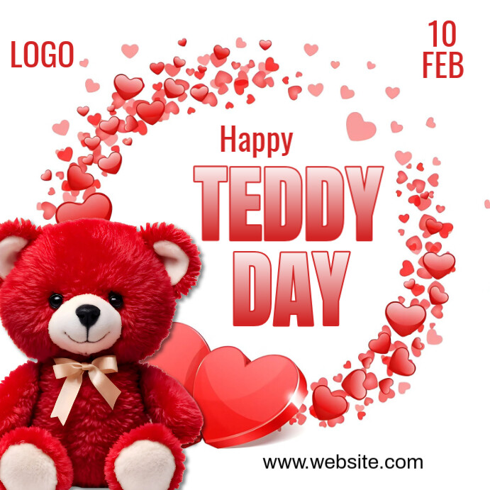 White Maximalist Teddy Day Instagram Post Template | PosterMyWall
