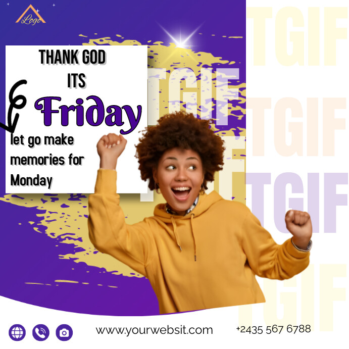 White Maximalist Thank God It's Friday Custom Instagram Post template