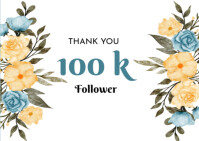 White Maximalist Thank You 100 K Follower Postcard template