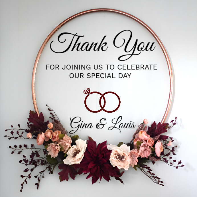White Maximalist Thank You Wedding Card Instagram Post Template ...