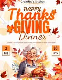 White Maximalist Thanks Giving Dinner Flyer (us Letter) template