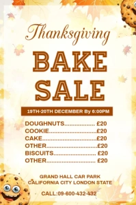 White Maximalist Thanksgiving Bake Sale Template Design Poster Affiche