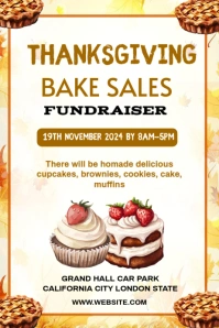 White Maximalist Thanksgiving Bake Sale Template E Poster Iphosta