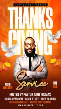 White Maximalist Thanksgiving Church Service  Instagram Story template