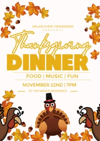 White Maximalist Thanksgiving Dinner  A3 template