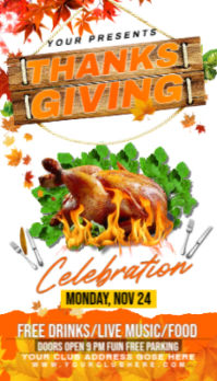 White Maximalist Thanksgiving Dinner Flyer Business Card template