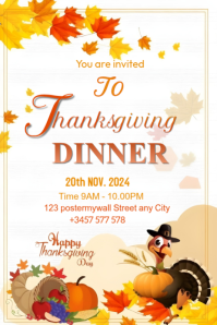 White Maximalist Thanksgiving Dinner Invitation Template  Pinterest Graphic