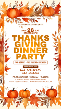 Biały Thanksgiving Dinner Party Digitalt display Template