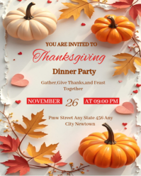 White Maximalist Thanksgiving Dinner Party  Instagram Portrait template
