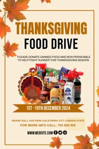 White Maximalist Thanksgiving Food Drive Template Design Pinterest Graphic