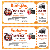 White Maximalist Thanksgiving Movie Night Entry Ticket Instagram Post template