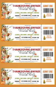 White Maximalist Thanksgiving Parade Watch Party Ticket Tabloid template