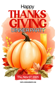 White Maximalist Thanksgiving Party Pinterest Graphic template