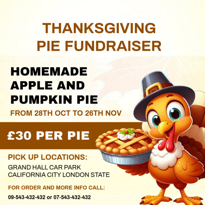 Copy of White Maximalist Thanksgiving Pie Fundraiser Template Design ...