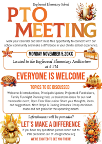 白色 School PTO Meeting A4 Template