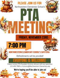 White Maximalist Thanksgiving Pta Meeting Invitation Flyer (us Letter) template