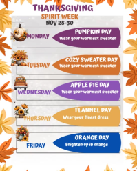 White Maximalist Thanksgiving Spirit Week Flyer Template  Instagram Portrait