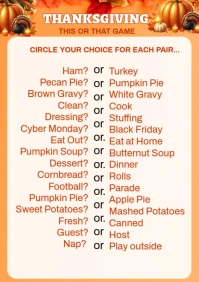 White Maximalist Thanksgiving This Or That Game Template Design A5