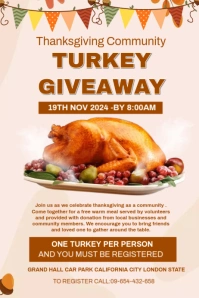 White Maximalist Thanksgiving Turkey Giveaway Design Poster Cartaz template