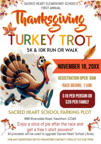 White Thanksgiving Turkey Trot Event A4 Template
