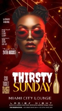 White Maximalist Thirsty Sunday Club Party Video Flyer – Hottest Nightlife Event Invitation Template Ecrã digital (9:16)