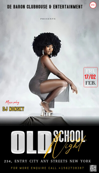 White Maximalist This Image Is A Sleek And Stylish Flyer For An "old School Night" Event. Business C 名片 template