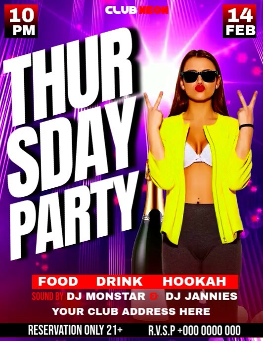 White Maximalist Thursday Night Party Flyer (us Letter) template
