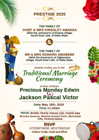 White Maximalist Traditional Wedding Invitation A5 template