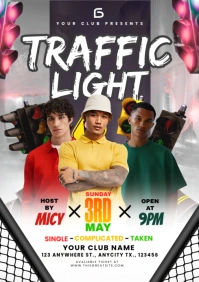 White Maximalist Traffic Light Party A4 template