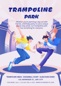 White Maximalist Trampoline Park Ad Flyer Template A6