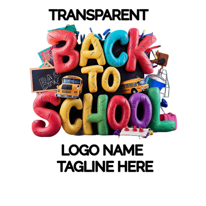 White Maximalist Transparent Back To School Logo  Instagram Post template